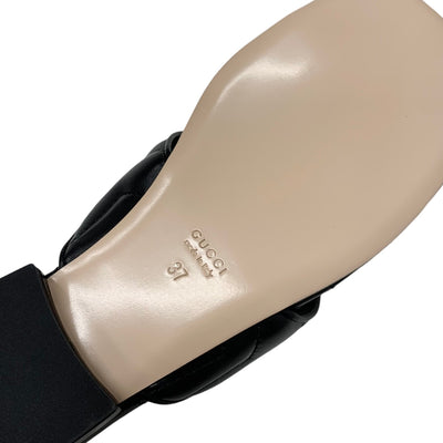 グッチ GUCCI サンダル 靴 シューズ レザー ブラック 黒 ゴールド 未使用 GGマーモント トングサンダル