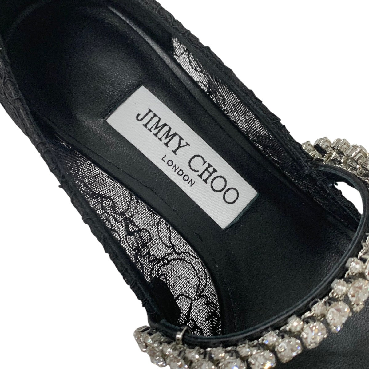 ジミーチュウ JIMMY CHOO パンプス 靴 シューズ ファブリック ブラック 黒 ビジュー レース ストラップ