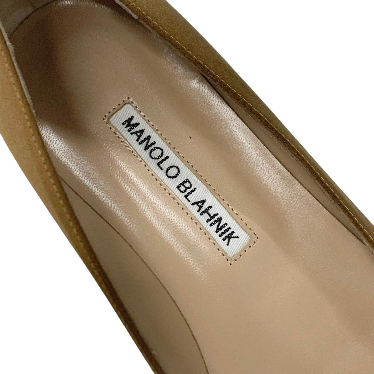 マノロブラニク MANOLO BLAHNIK ハンギシ フラットシューズ 靴 シューズ サテン ブラウン シルバー ビジュー パーティーシューズ