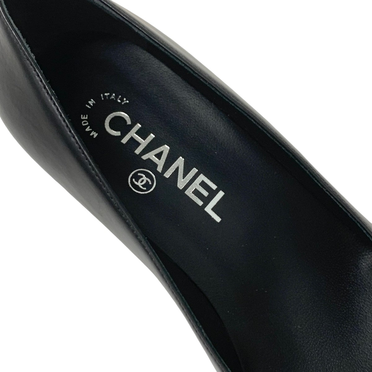 シャネル CHANEL パンプス 靴 シューズ レザー パテント ブラック パール ココマーク