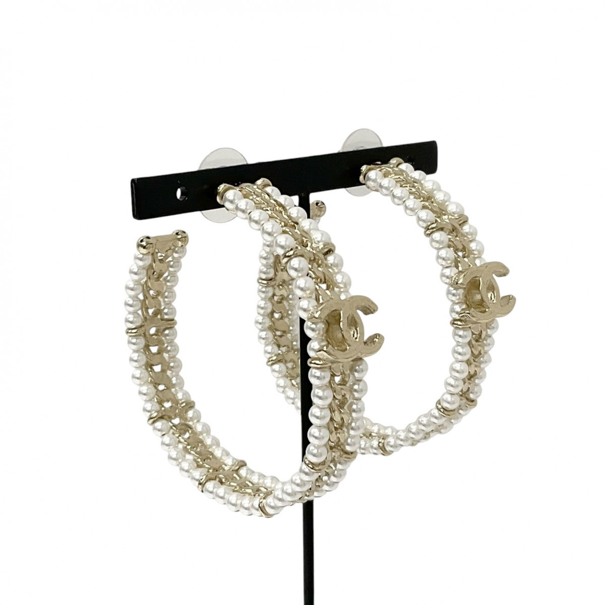 Chanel Earrings Gold Coco Mark Hoop Earrings