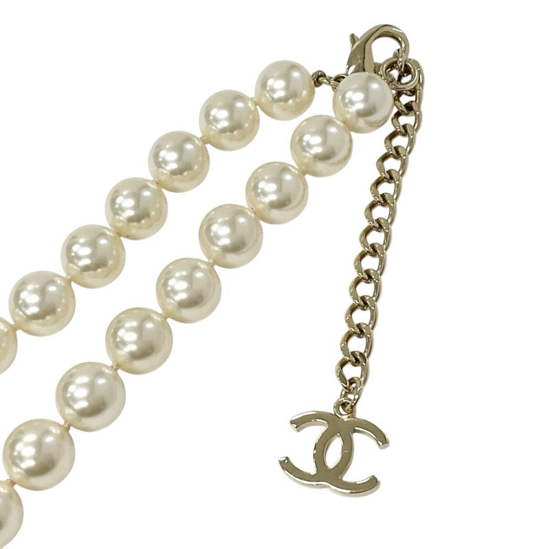 Chanel CHANEL necklace pendant choker gold crystal white coco mark rhinestone flower