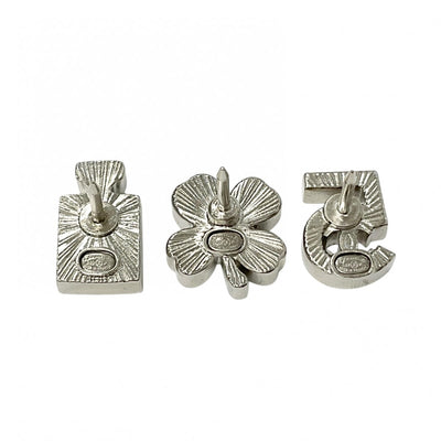 Chanel CHANEL Brooch Corsage Silver 3-piece set Clover Bottle No.5 Coco Mark Pin Brooch Push Pin