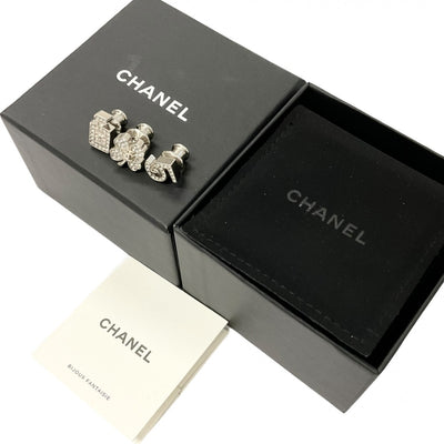 Chanel CHANEL Brooch Corsage Silver 3-piece set Clover Bottle No.5 Coco Mark Pin Brooch Push Pin