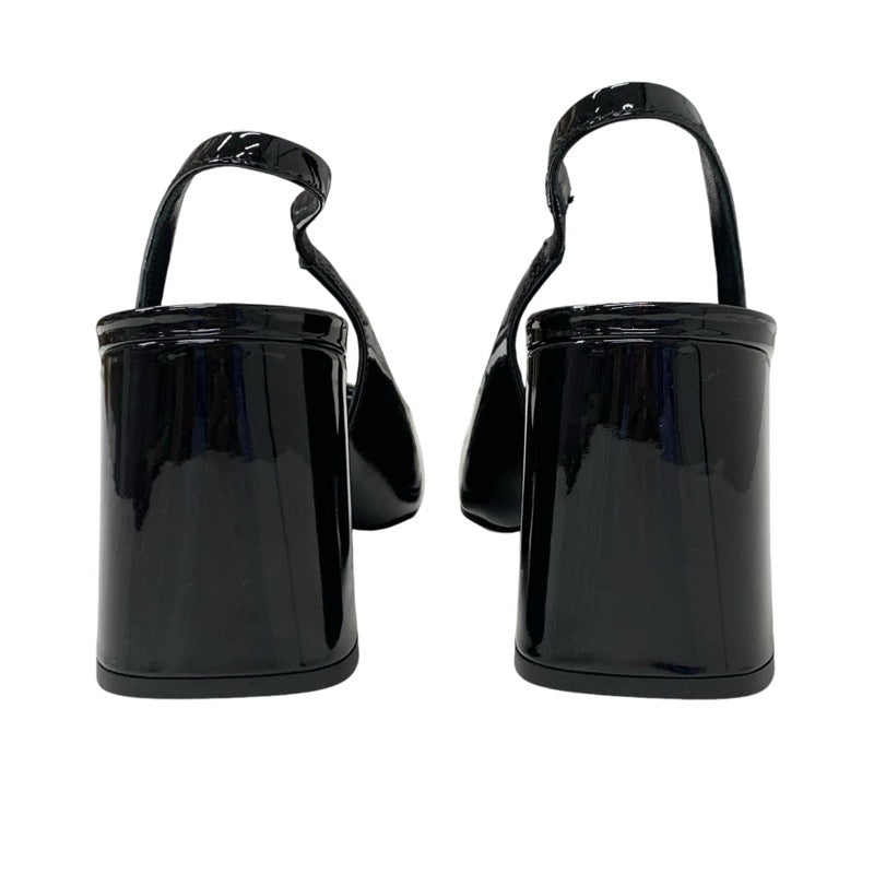 プラダ PRADA パンプス 靴 シューズ パテント ブラック 黒 トライアングルロゴ ストラップ スリングバック