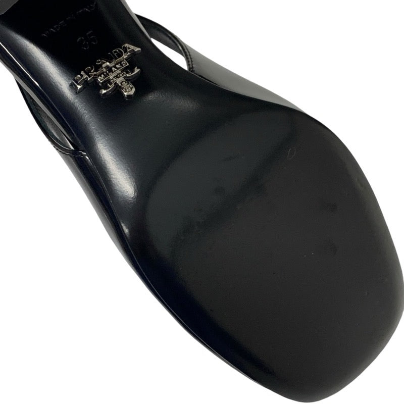 プラダ PRADA パンプス 靴 シューズ パテント ブラック 黒 トライアングルロゴ ストラップ スリングバック
