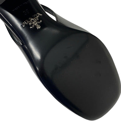 プラダ PRADA パンプス 靴 シューズ パテント ブラック 黒 トライアングルロゴ ストラップ スリングバック