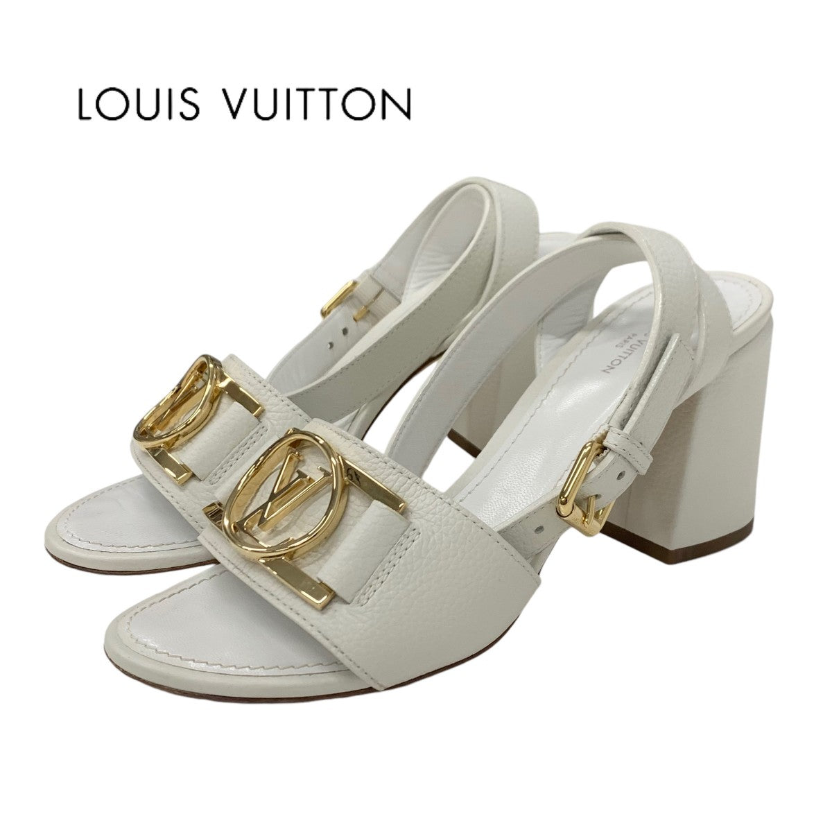 ルイヴィトン LOUIS VUITTON ロックイットライン サンダル 靴 シューズ レザー ホワイト ゴールド LVサークルロゴ ストラップ
