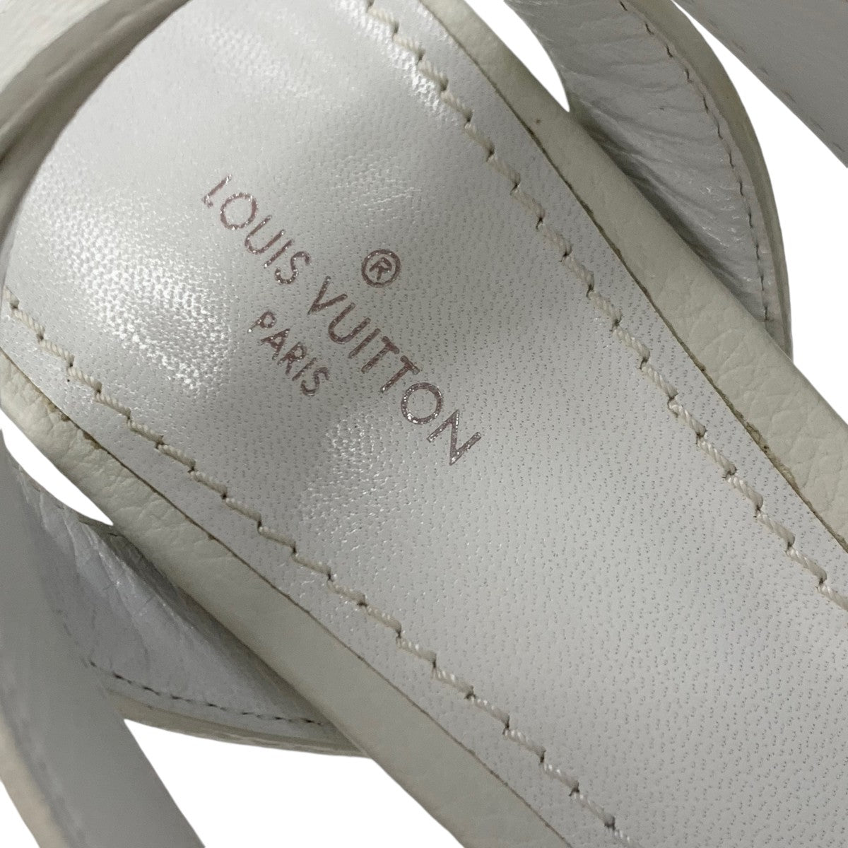 ルイヴィトン LOUIS VUITTON ロックイットライン サンダル 靴 シューズ レザー ホワイト ゴールド LVサークルロゴ ストラップ