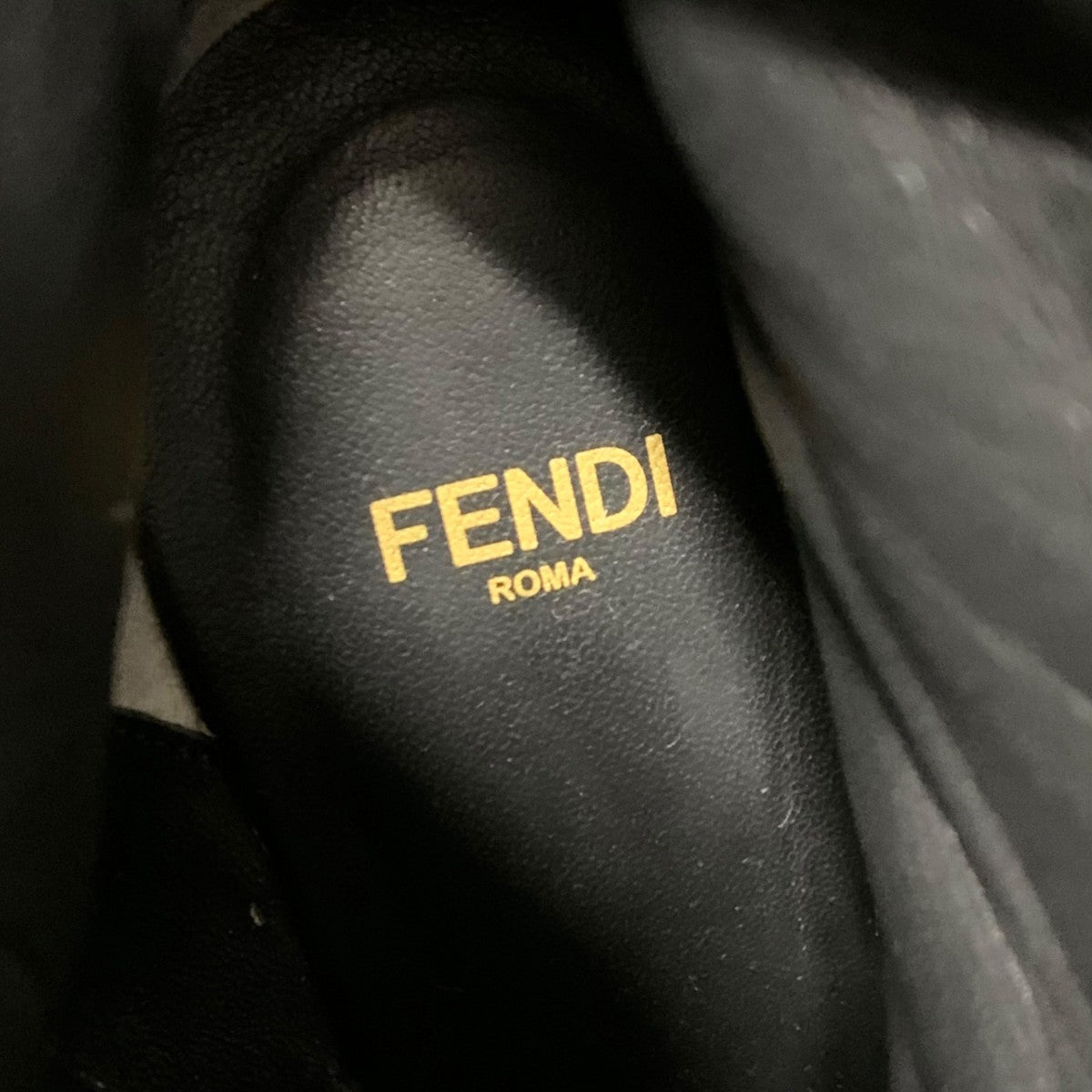 FENDI First Boots Short Boots Shoes Leather Black Gold F Logo