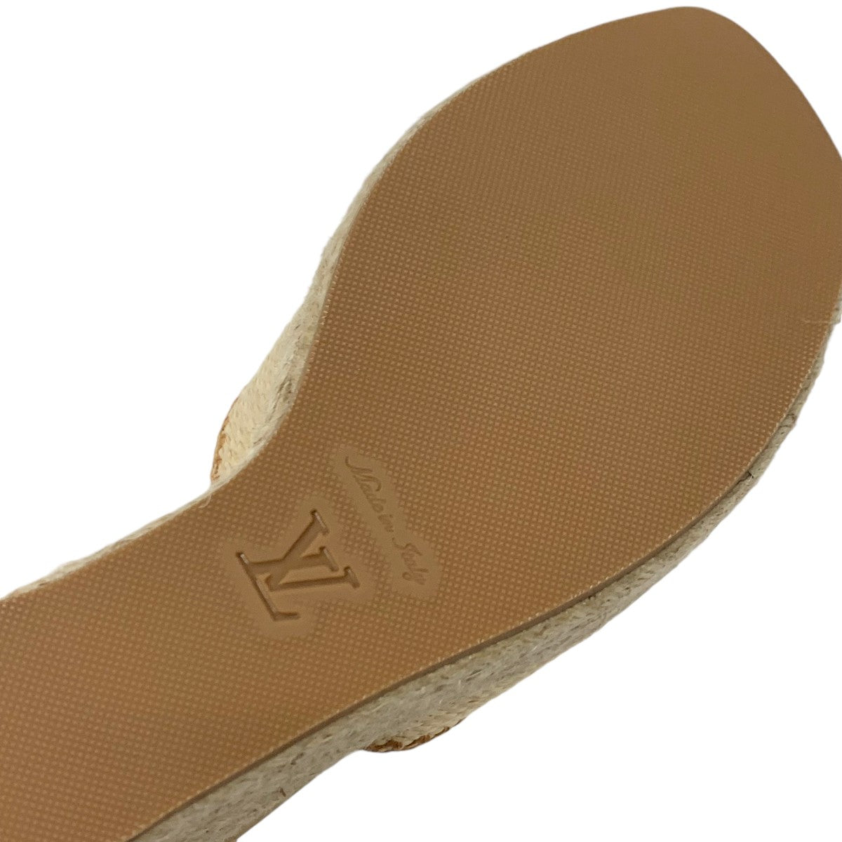 ルイヴィトン LOUIS VUITTON ヘリオスライン サンダル 靴 シューズ ラフィア レザー ベージュ 未使用 ロゴ ウエッジソール アンクルストラップ