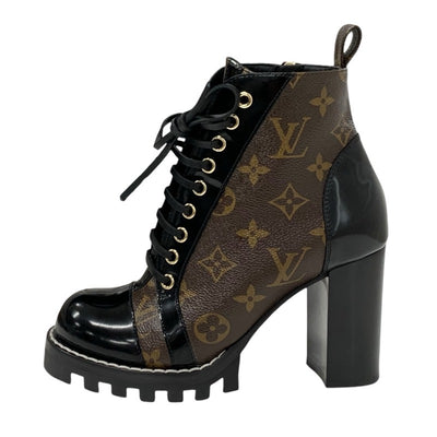 LOUIS VUITTON Star Trail Line Monogram Boots Short Boots Shoes Leather Black Brown Ankle Boots Lace-up