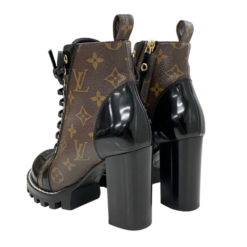 LOUIS VUITTON Star Trail Line Monogram Boots Short Boots Shoes Leather Black Brown Ankle Boots Lace-up