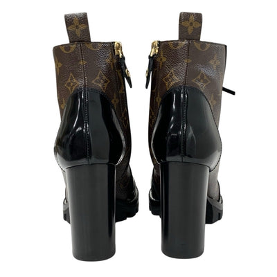 LOUIS VUITTON Star Trail Line Monogram Boots Short Boots Shoes Leather Black Brown Ankle Boots Lace-up