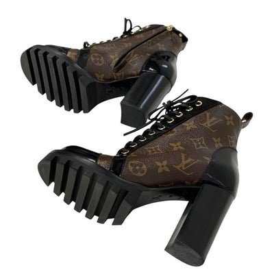 LOUIS VUITTON Star Trail Line Monogram Boots Short Boots Shoes Leather Black Brown Ankle Boots Lace-up