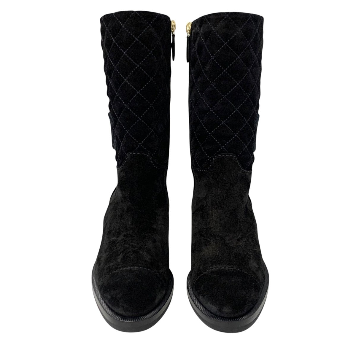 Chanel CHANEL boots, short boots, shoes, suede, black, middle boots, matelasse, coco mark