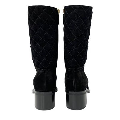 Chanel CHANEL boots, short boots, shoes, suede, black, middle boots, matelasse, coco mark