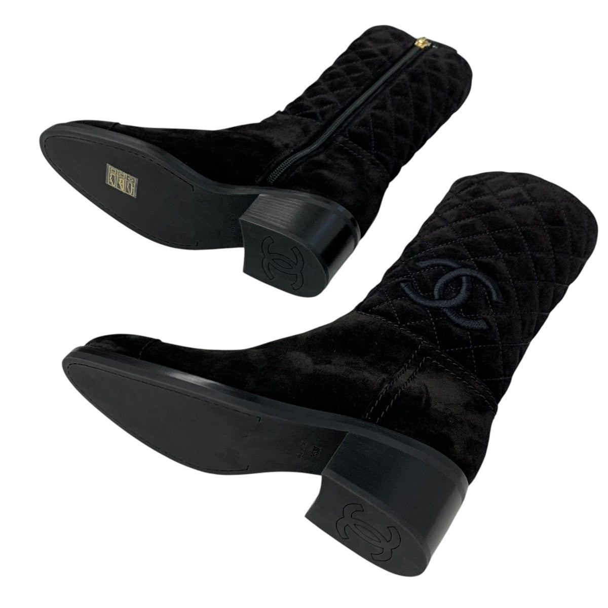 Chanel CHANEL boots, short boots, shoes, suede, black, middle boots, matelasse, coco mark