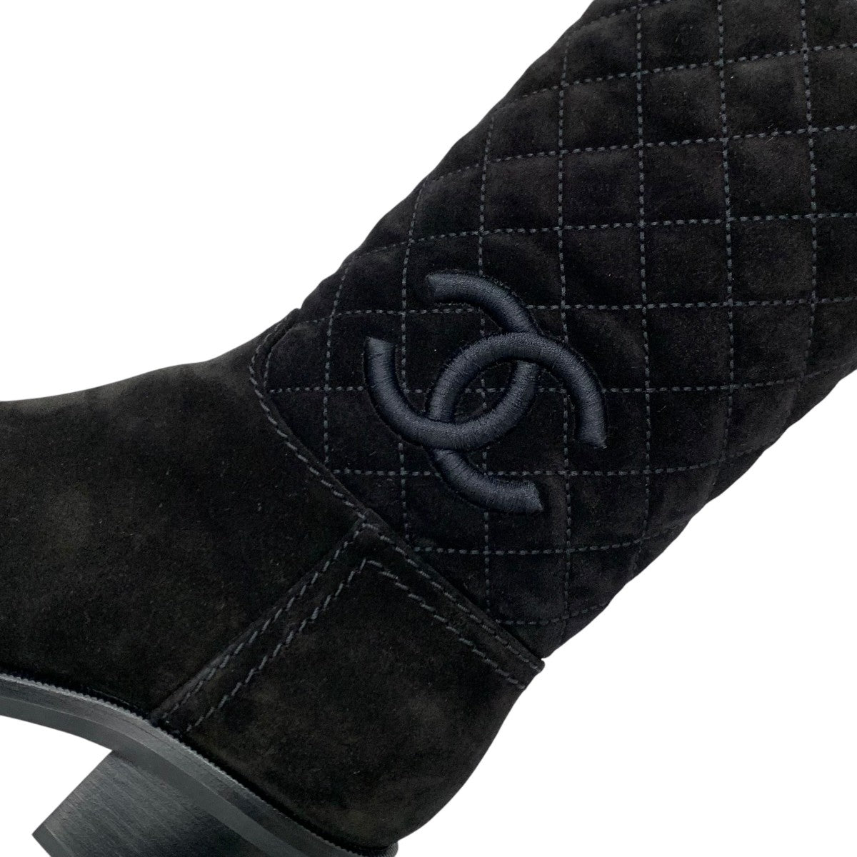 Chanel CHANEL boots, short boots, shoes, suede, black, middle boots, matelasse, coco mark