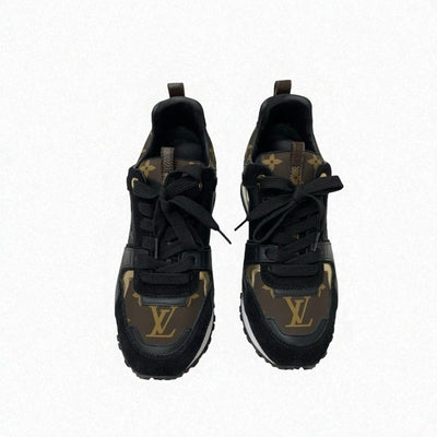 ルイヴィトン LOUIS VUITTON スニーカー 靴 シューズ ファブリック レザー スエード ブラック ゴールド ブラウン ロゴ インヒール