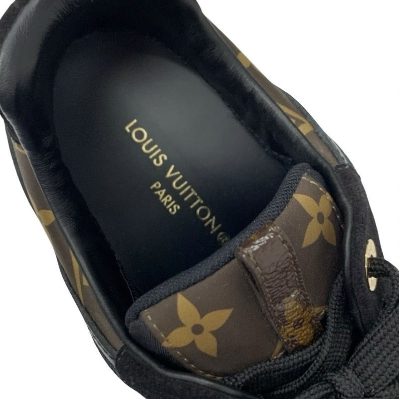 ルイヴィトン LOUIS VUITTON スニーカー 靴 シューズ ファブリック レザー スエード ブラック ゴールド ブラウン ロゴ インヒール