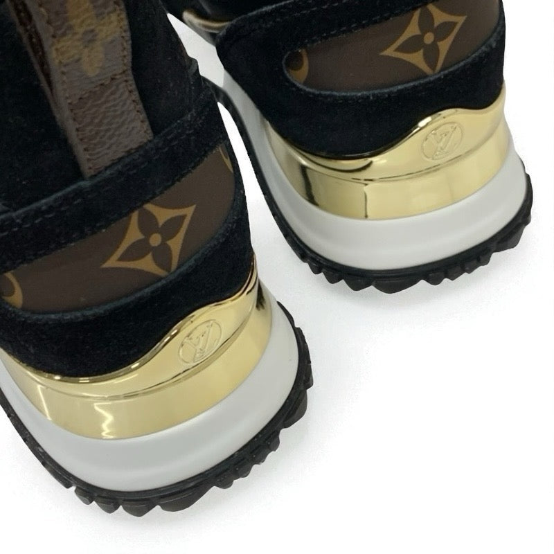ルイヴィトン LOUIS VUITTON スニーカー 靴 シューズ ファブリック レザー スエード ブラック ゴールド ブラウン ロゴ インヒール