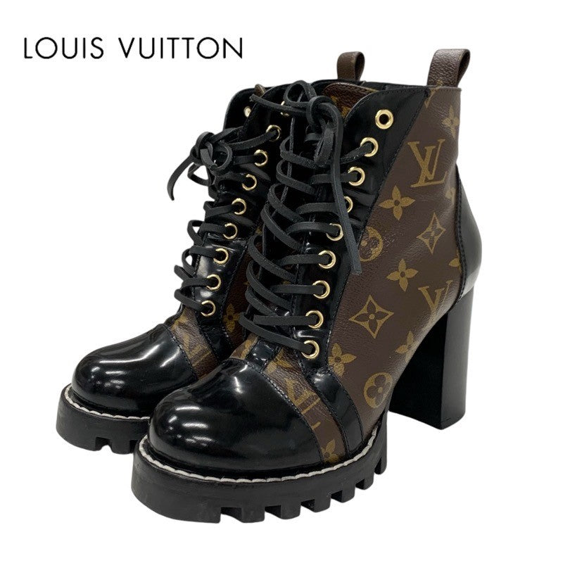 LOUIS VUITTON Star Trail Line Monogram Boots Short Boots Shoes Leather Black Brown Ankle Boots Lace-up