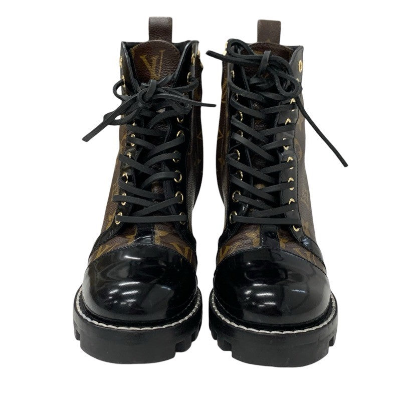 LOUIS VUITTON Star Trail Line Monogram Boots Short Boots Shoes Leather Black Brown Ankle Boots Lace-up