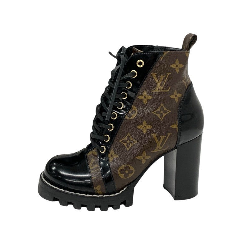 LOUIS VUITTON Star Trail Line Monogram Boots Short Boots Shoes Leather Black Brown Ankle Boots Lace-up