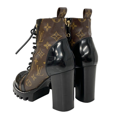 LOUIS VUITTON Star Trail Line Monogram Boots Short Boots Shoes Leather Black Brown Ankle Boots Lace-up