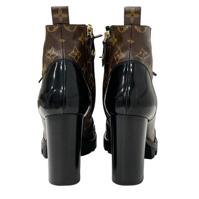 LOUIS VUITTON Star Trail Line Monogram Boots Short Boots Shoes Leather Black Brown Ankle Boots Lace-up