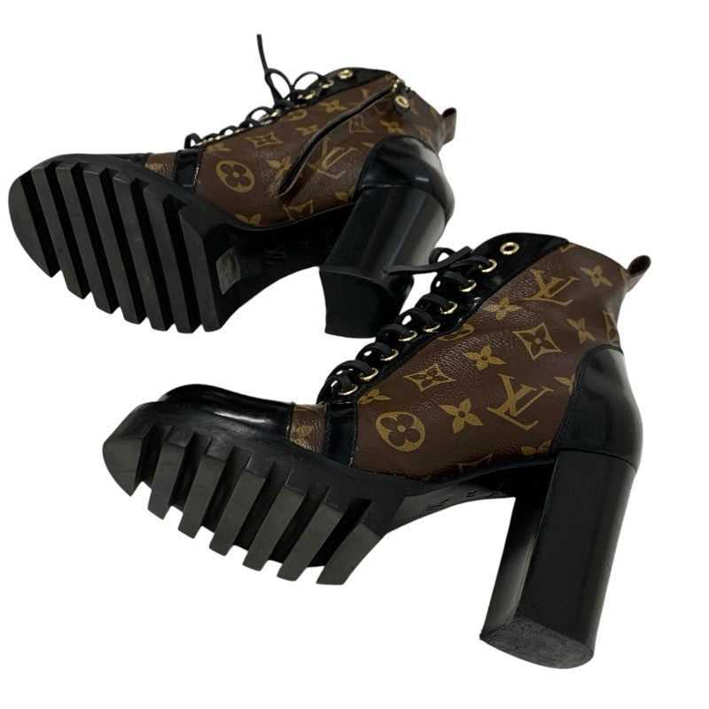 LOUIS VUITTON Star Trail Line Monogram Boots Short Boots Shoes Leather Black Brown Ankle Boots Lace-up