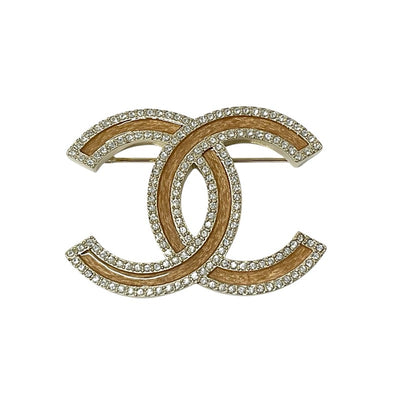 Chanel CHANEL Brooch Corsage Gold Coco Mark Rhinestone Wood-like