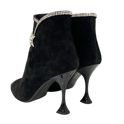 Chanel CHANEL boots, short boots, shoes, suede fabric, black, rhinestone star