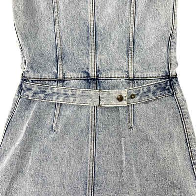 ルイヴィトン LOUIS VUITTON ワンピース コットン ブルー ノースリーブ ブリーチドデニムジップアップドレス ワッペン