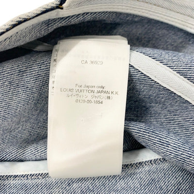 ルイヴィトン LOUIS VUITTON ワンピース コットン ブルー ノースリーブ ブリーチドデニムジップアップドレス ワッペン