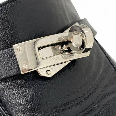 エルメス HERMES オズ フラットシューズ 靴 シューズ レザー ブラック 黒 シルバー ケリー金具 ミュール