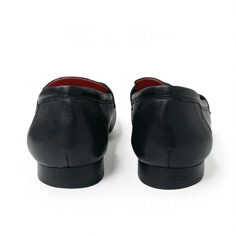 HERMES 黒レザー ローファー エルメス HERMES パリ ローファー 革靴 靴 シューズ レザー