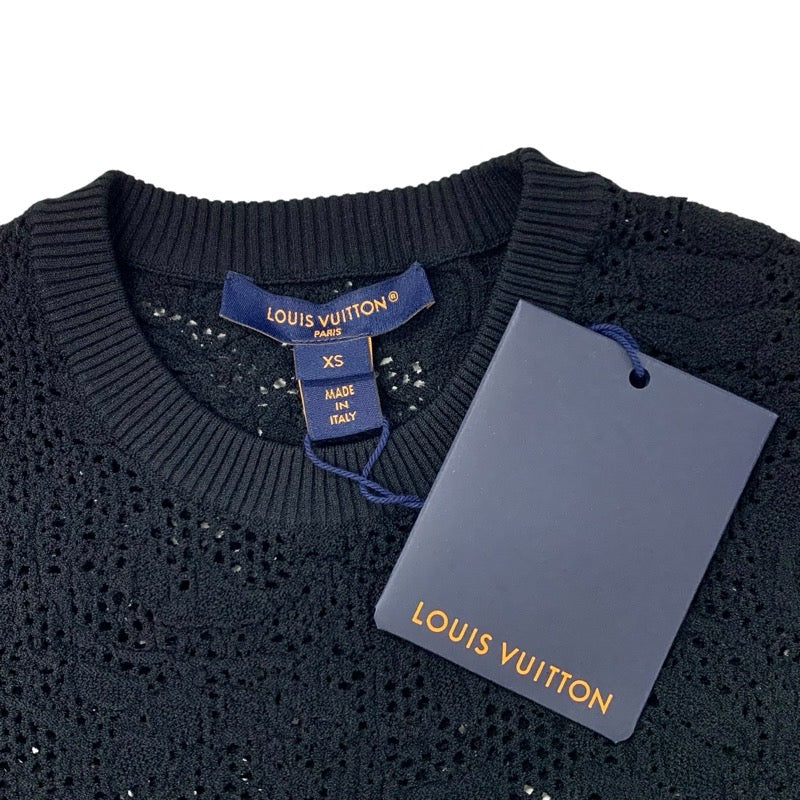 ルイヴィトン LOUIS VUITTON トップス レーヨン ブラック 黒 未使用 レース 五分袖