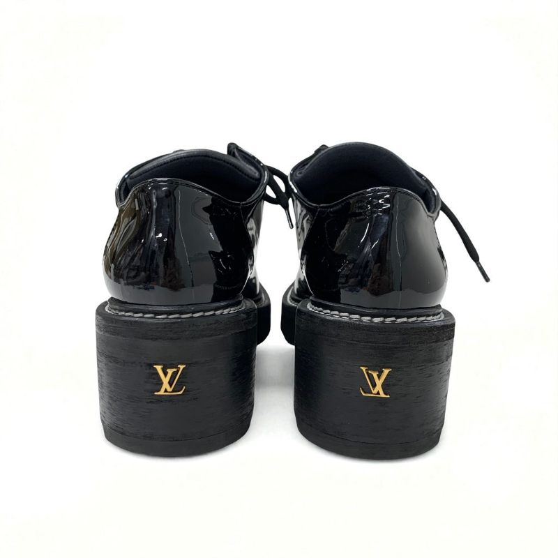 ルイヴィトン LOUIS VUITTON ボブールライン ローファー 革靴 靴 シューズ パテント レザー ブラック ダミエ ダービーシューズ レースアップ