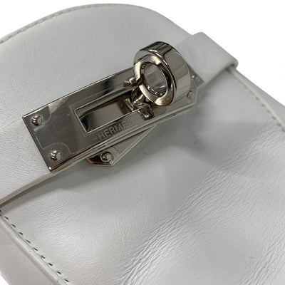 エルメス HERMES オズ フラットシューズ 靴 シューズ レザー ホワイト シルバー ケリー金具 ミュール スリッパサンダル