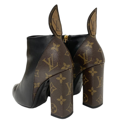 LOUIS VUITTON Rodeo Queen Line Monogram Boots Short Boots Shoes Leather Black Brown Ankle Boots