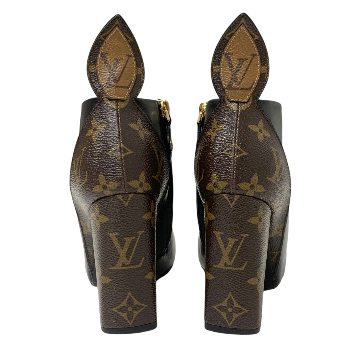 LOUIS VUITTON Rodeo Queen Line Monogram Boots Short Boots Shoes Leather Black Brown Ankle Boots