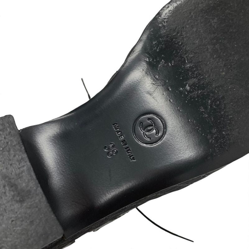 シャネル CHANEL ローファー 革靴 靴 シューズ パテント ファブリック ブラック 黒 ココマーク レースアップシューズ 厚底