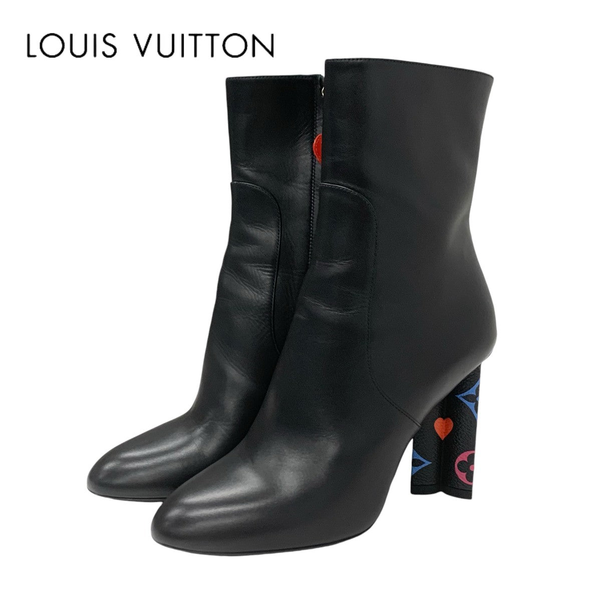 Louis Vuitton LOUIS VUITTON Silhouette Line Monogram Boots Short Boots Shoes Leather Black Multicolor Game On Ankle Boots