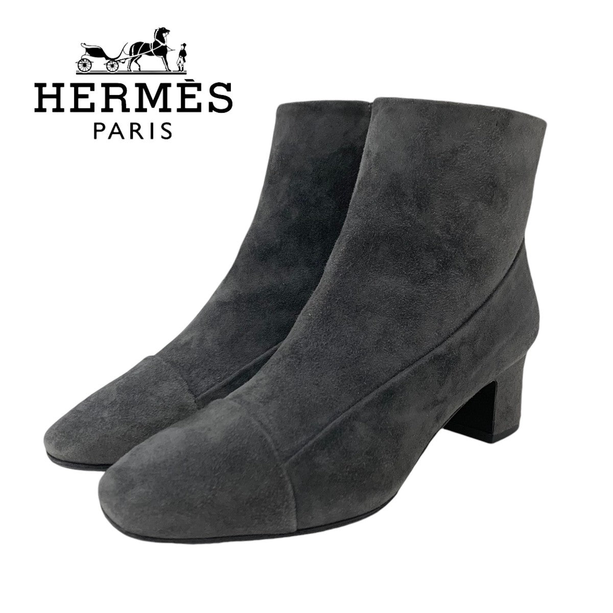 Hermes Lexi Boots Short Boots Shoes Suede Grey