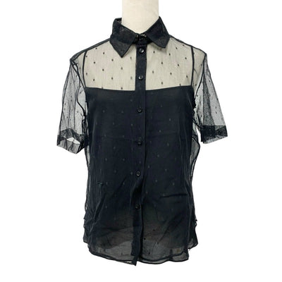 クリスチャンディオール CHRISTIAN DIOR トップス レースシャツ ブラック 黒 ドット柄 半袖