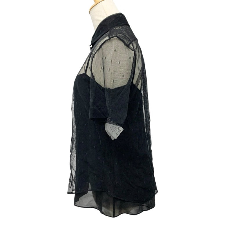 クリスチャンディオール CHRISTIAN DIOR トップス レースシャツ ブラック 黒 ドット柄 半袖