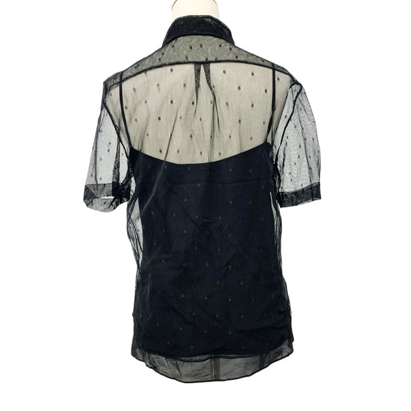 クリスチャンディオール CHRISTIAN DIOR トップス レースシャツ ブラック 黒 ドット柄 半袖