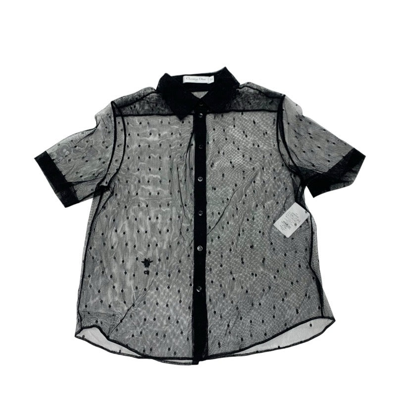 クリスチャンディオール CHRISTIAN DIOR トップス レースシャツ ブラック 黒 ドット柄 半袖